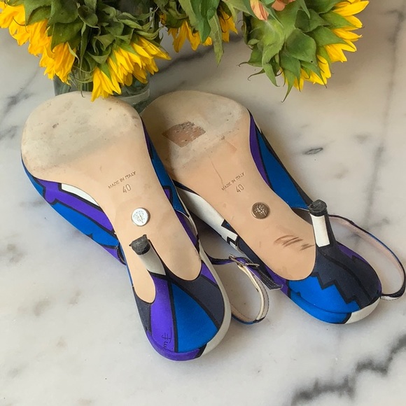 Emilio Pucci Satin Slingback Sandals 40 run large - Picture 6 of 8